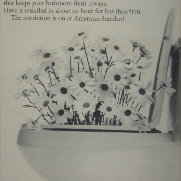 American Standard Compact Vent Away Toilet Ad 1967 Bathroom Decor Daisys - Picture 2 of 2